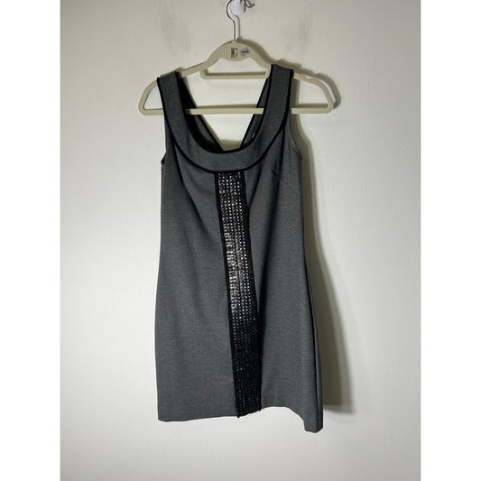 Henri Neman Gray Mini Dress w/ Embellishment Panel Down the Front. Sz M