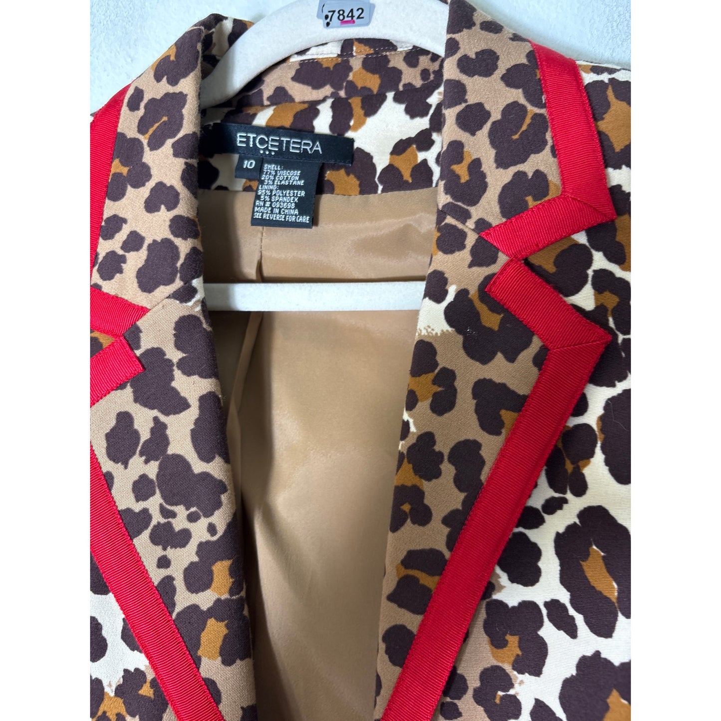 Etcetera Chettah and Red Trimmed Blazer Sz 10