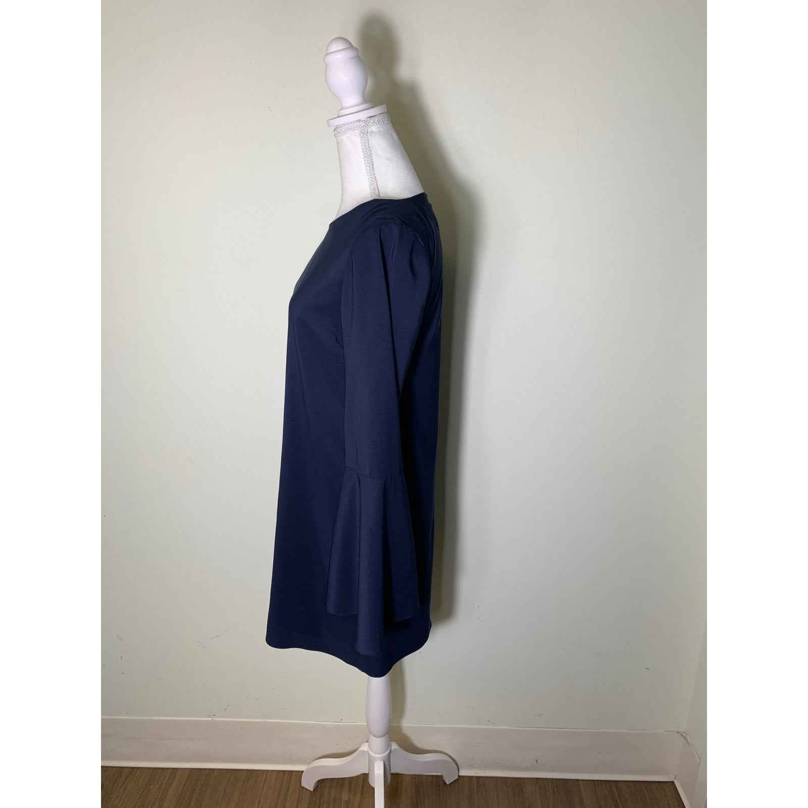 Likely Navy Blue Long Bell Sleeve Mini Shift Dress Sz 0