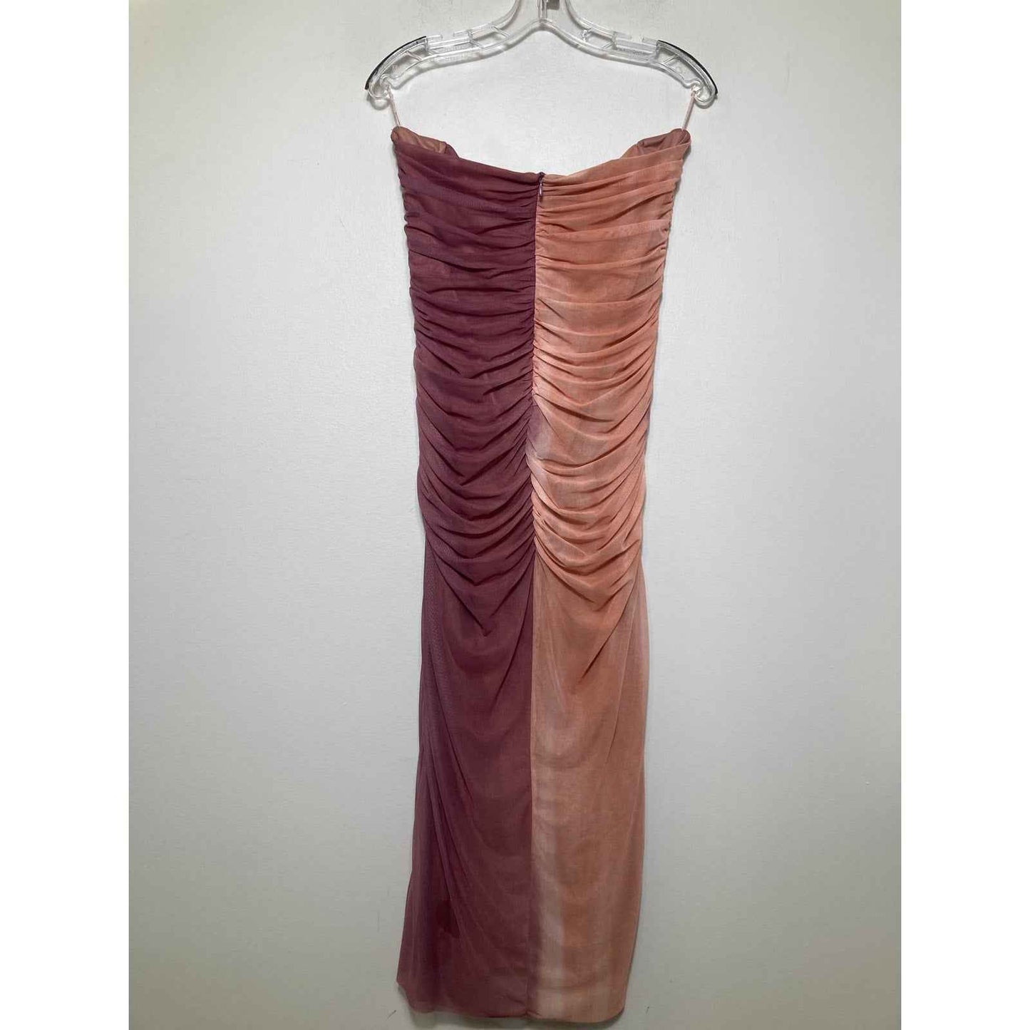 Zara Pink and Blush Mesh Strapless Dress Sz L