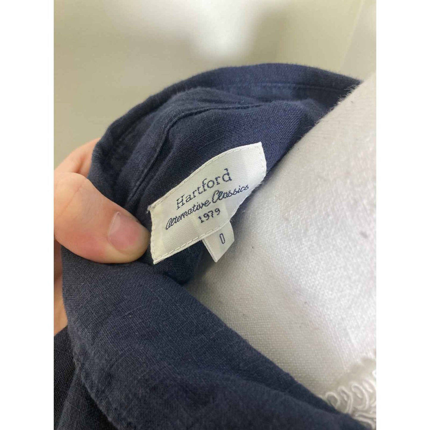 Hartford Navy Linen Long Sleeve Maxi button Up Dress Sz 0