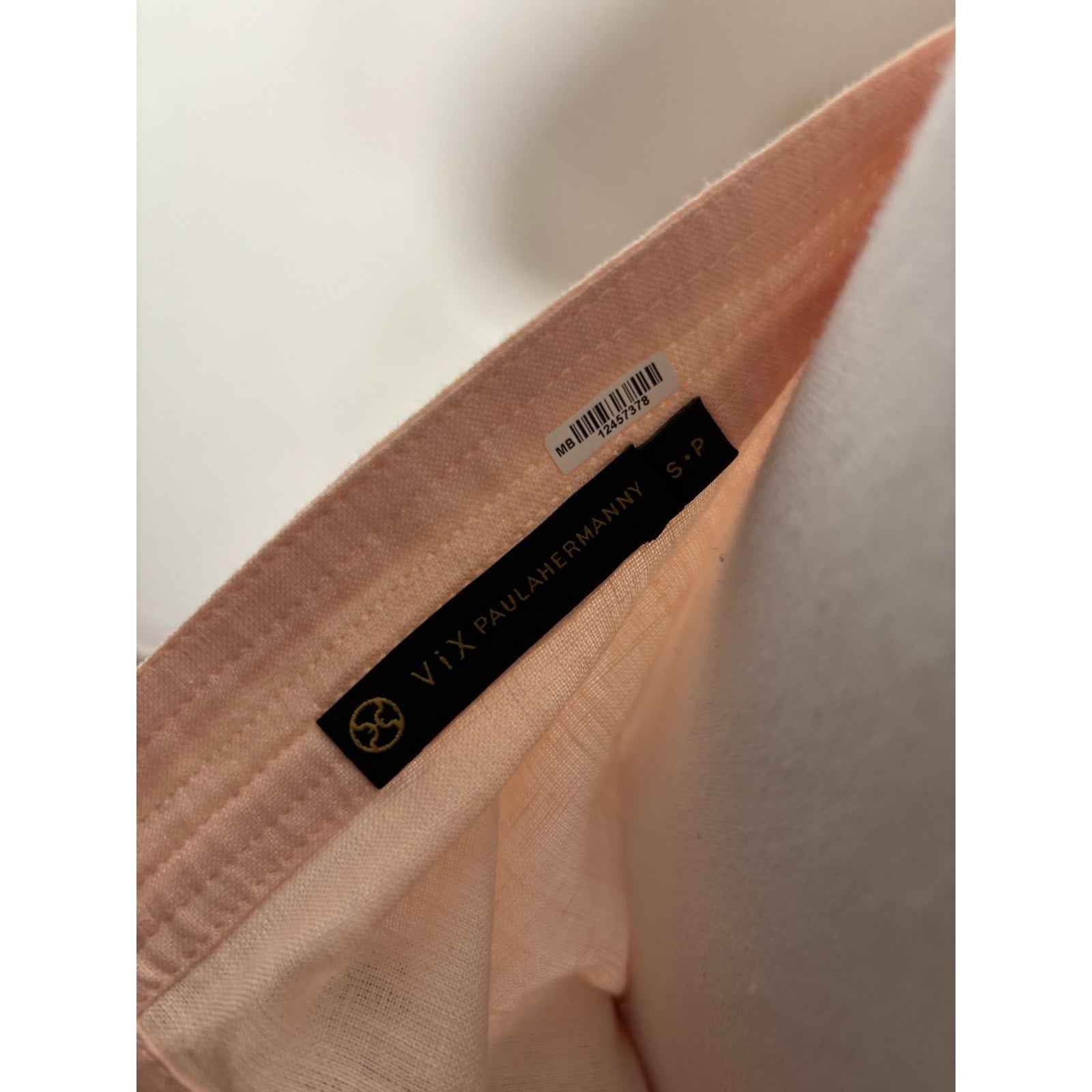 Vix Peach Linen Hater Midi Dress Sz S