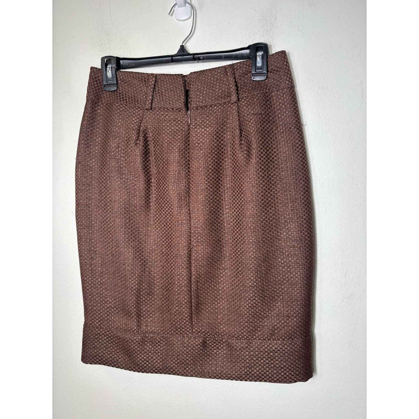 Adrienne Vittadini Brown Tweed Knee Length Pencil Skirt Sz 4