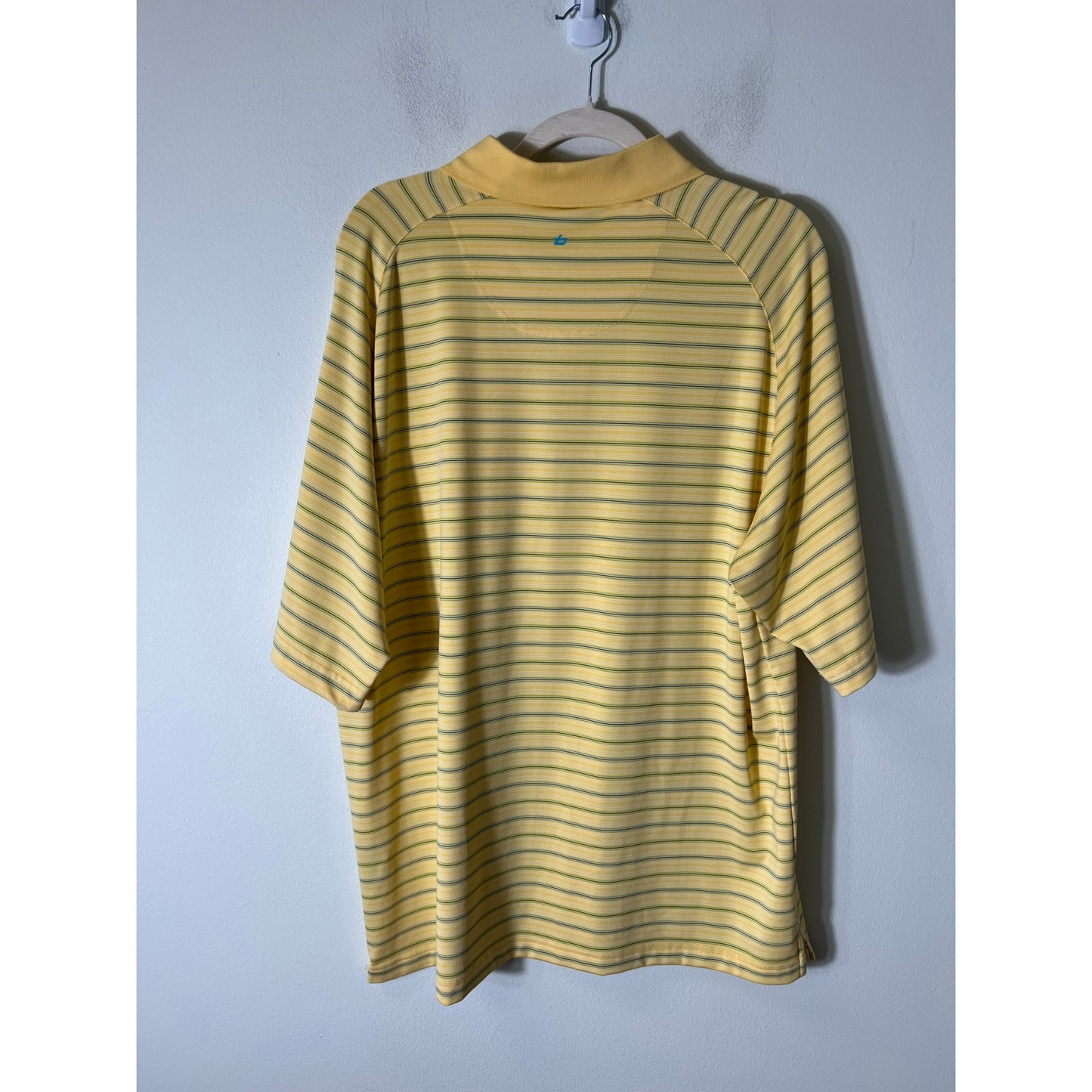 Bolle Mens Yellow Striped Golf Shirt Sz L
