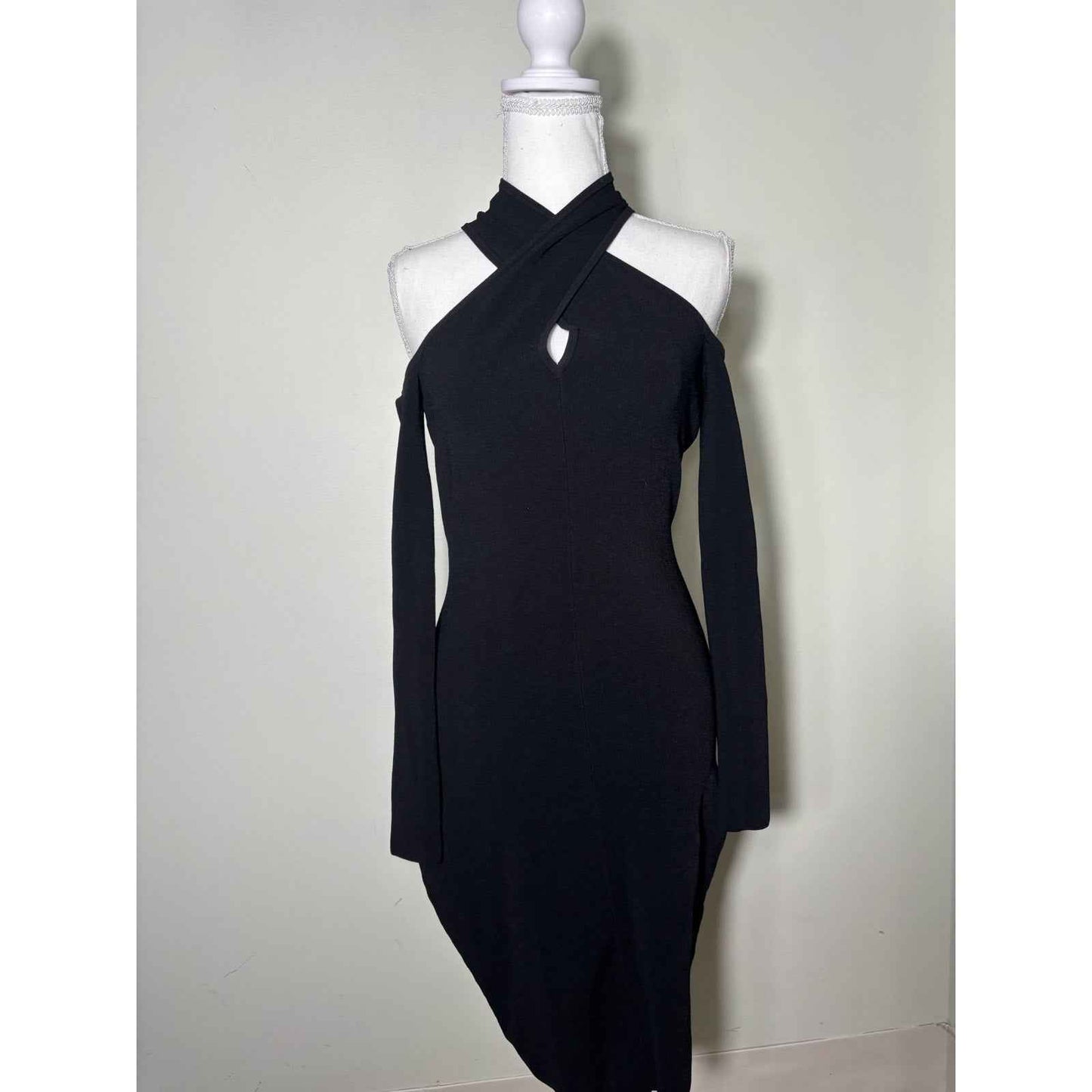 Milly Black Cold Shoulder Bodycon Dress Sz S
