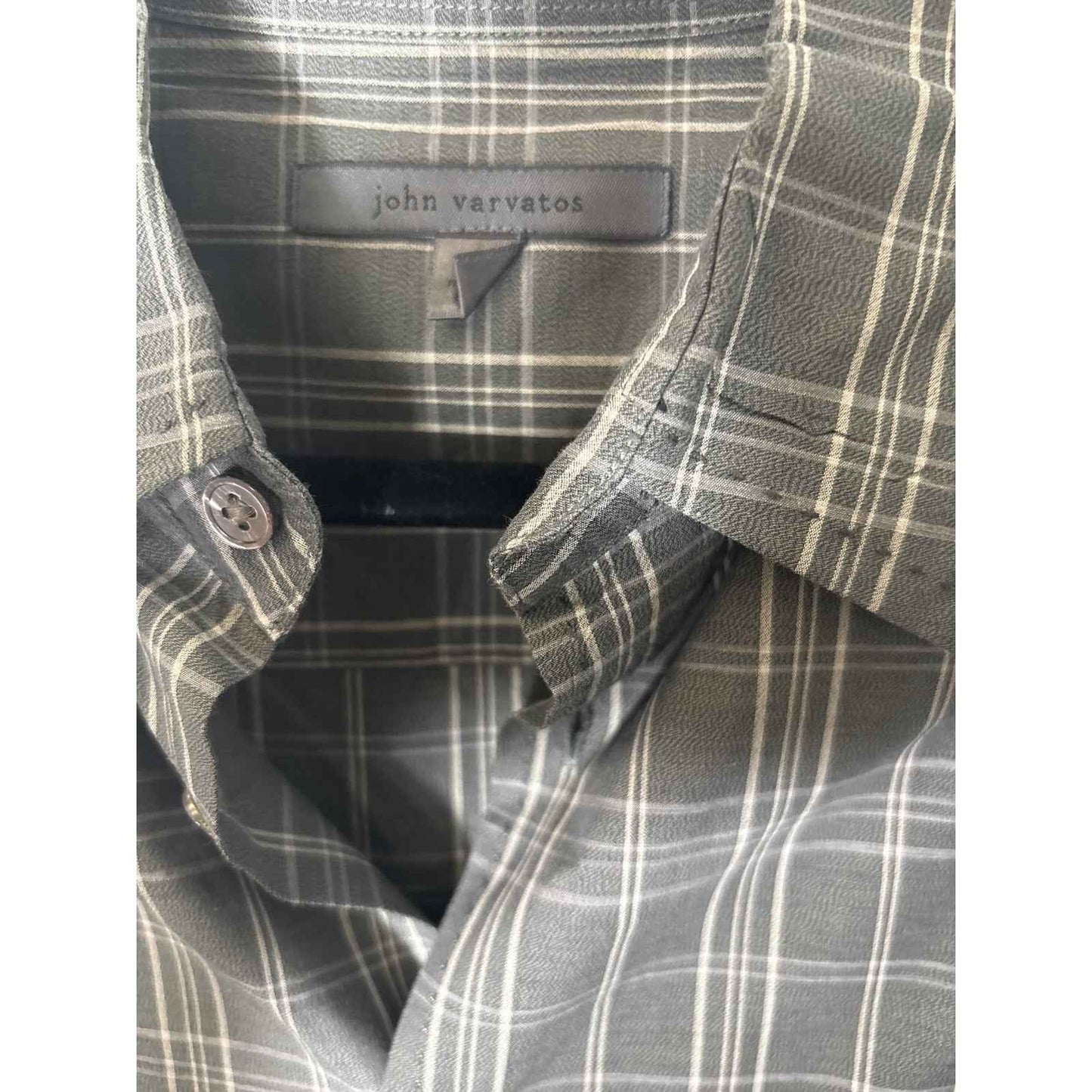 Men's John Varvatos Dark Greenish Gray Long Sleeve Button Sown Shirt Sz M