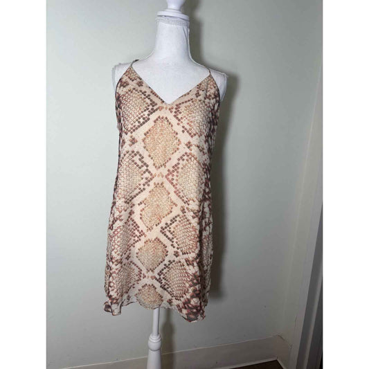 Lavender Brown Snake Print Flowy Mini Dress Sz S