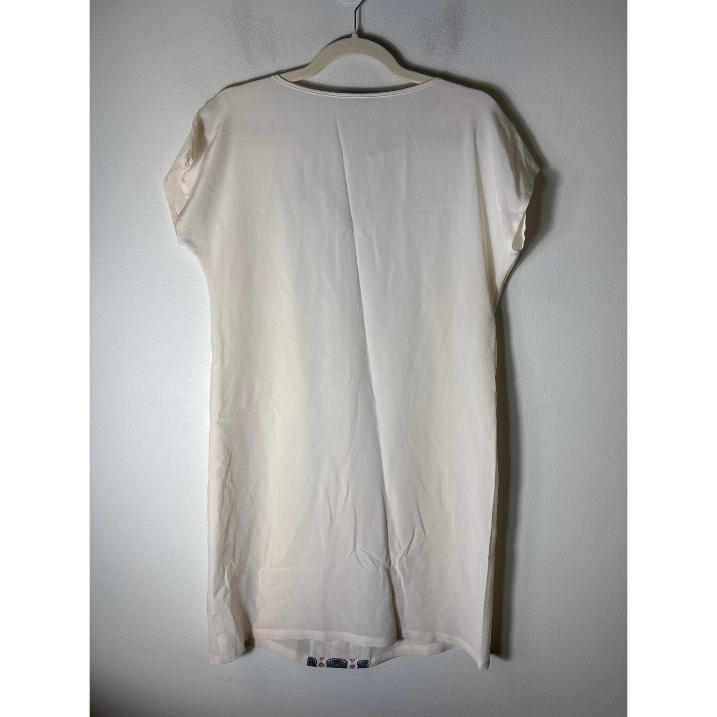 Faherty Off White Cap Sleeve V-Neck Silk Mini Dress Sz XS