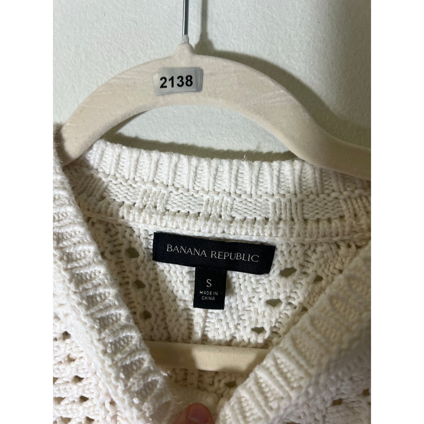 Banana Republic Off White Knit Cropped Long Sleeve Sweater Sz S