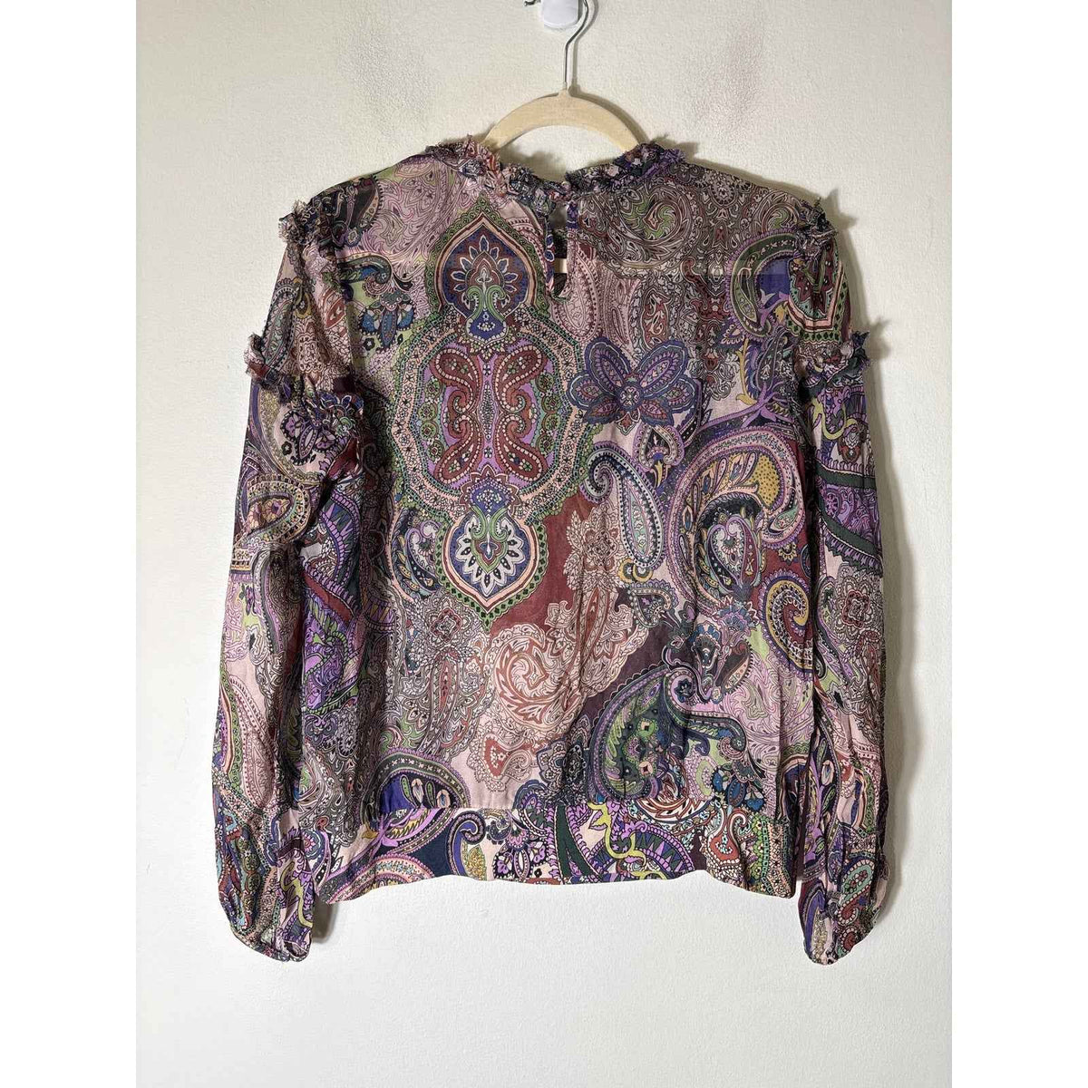 Weston Mulicolored Paisley Long Sleeve Semi Sheer Top Sz S
