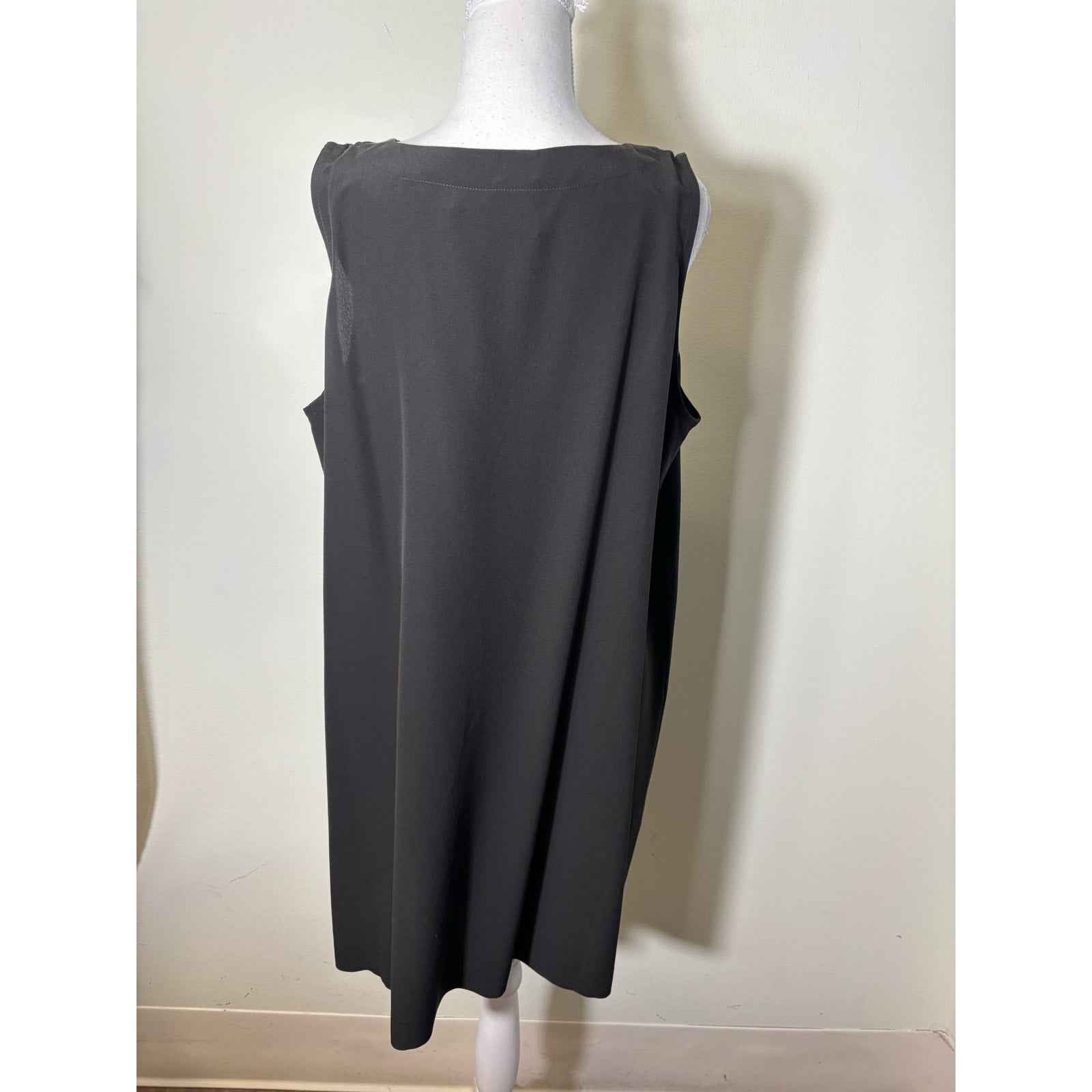 NWT Eskandar Black Sleeveless Knee Length Silk Dress Sz 2