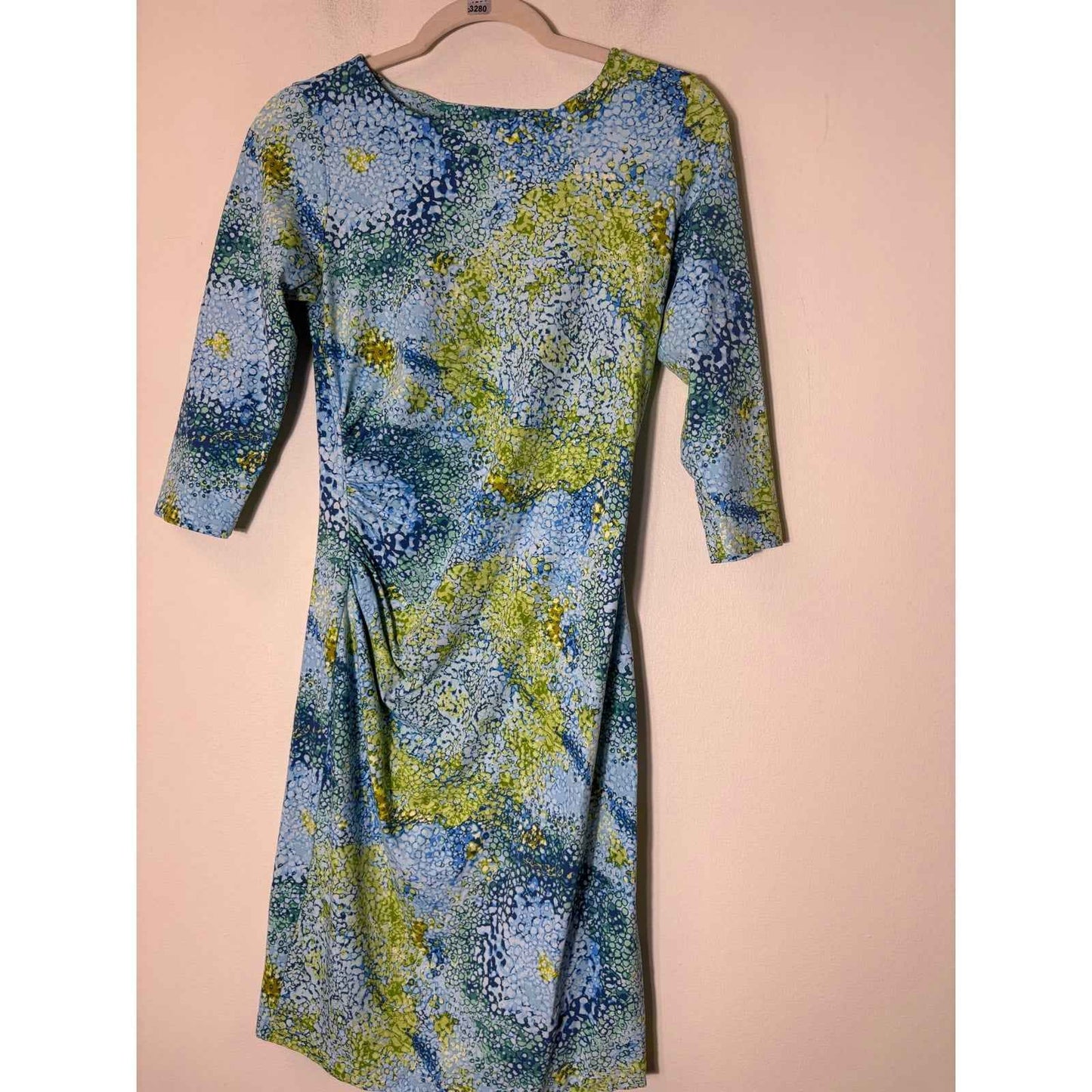 J. McLaughlin Blue and Green Sheeth Dress Sz S