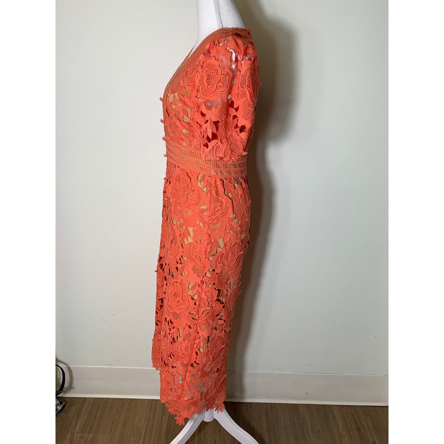 Adelyn Rae Orange Short Sleeve V-Neck Maxi Dress Sz S