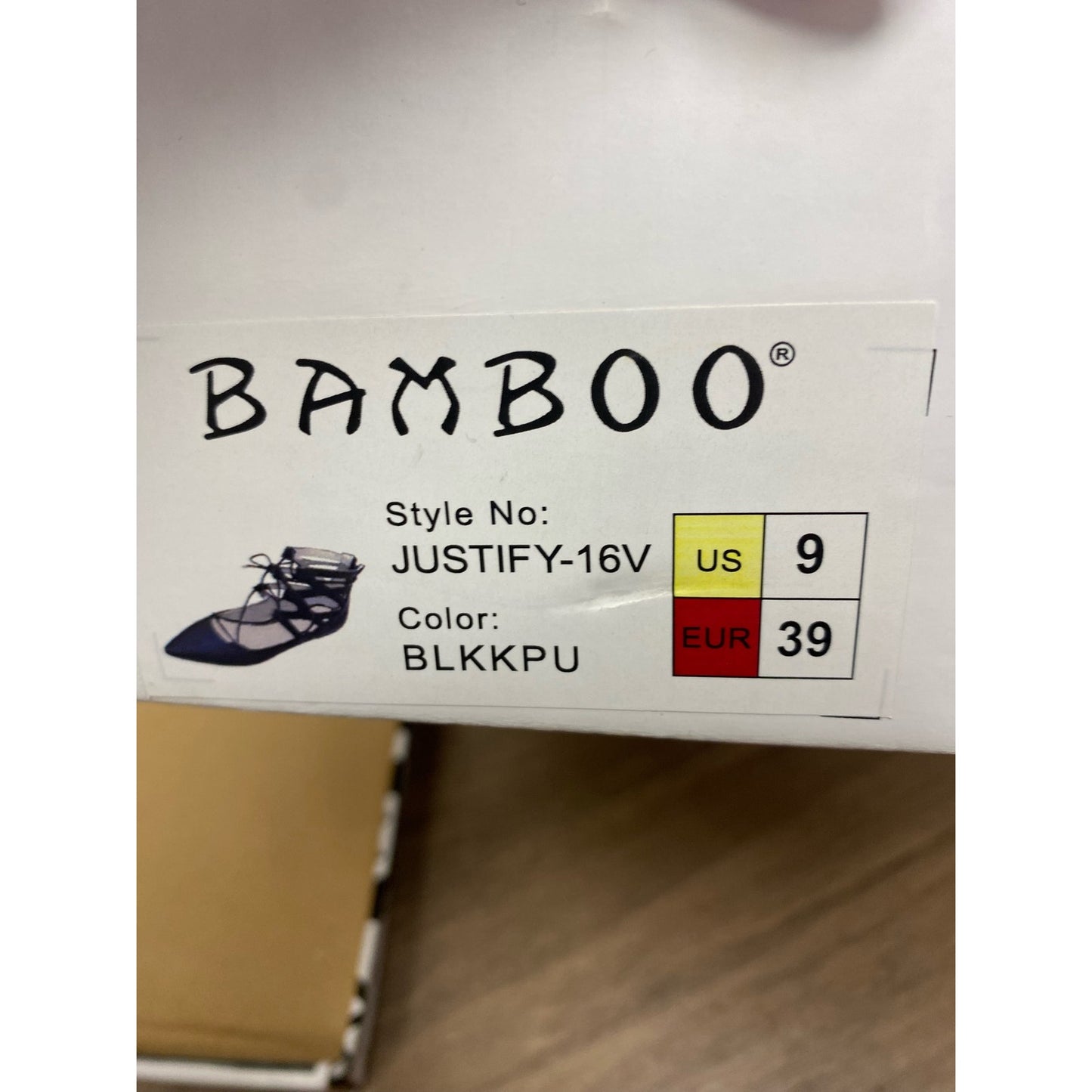 NIB Bamboo Black Lace Up Flats Sz 9