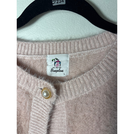 B Bungalows Pale Pink Long Sleeve Button Up Cardigan Sz La