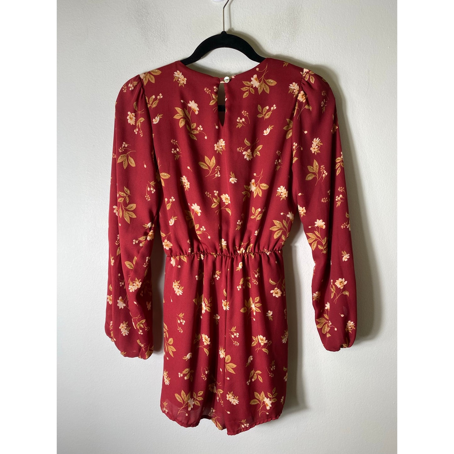 Altar'd State Dark Red Long Sleeve Mini Wrap Dress Sz S