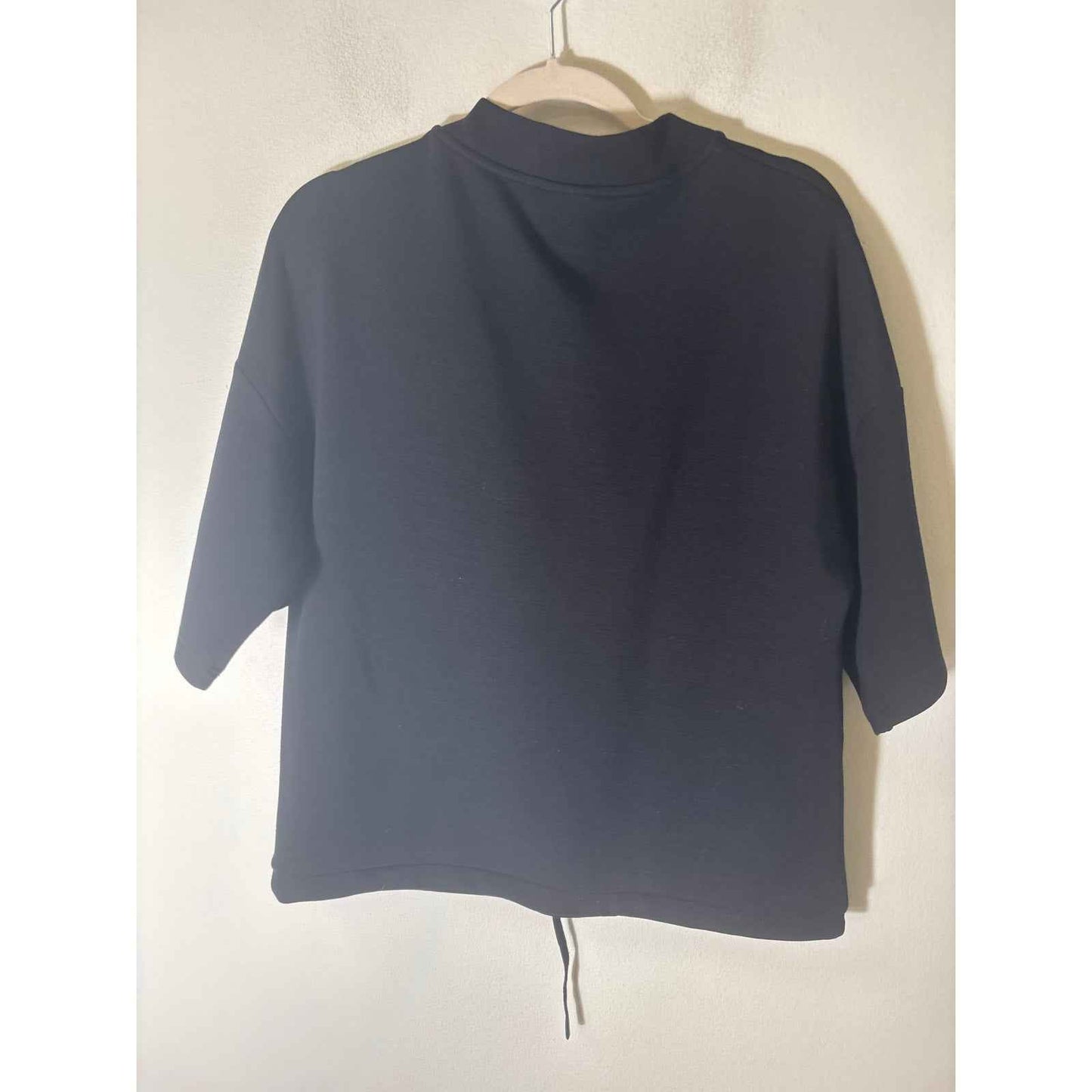 Varley Black Drawstring Waist Athleisure Top Sz xs