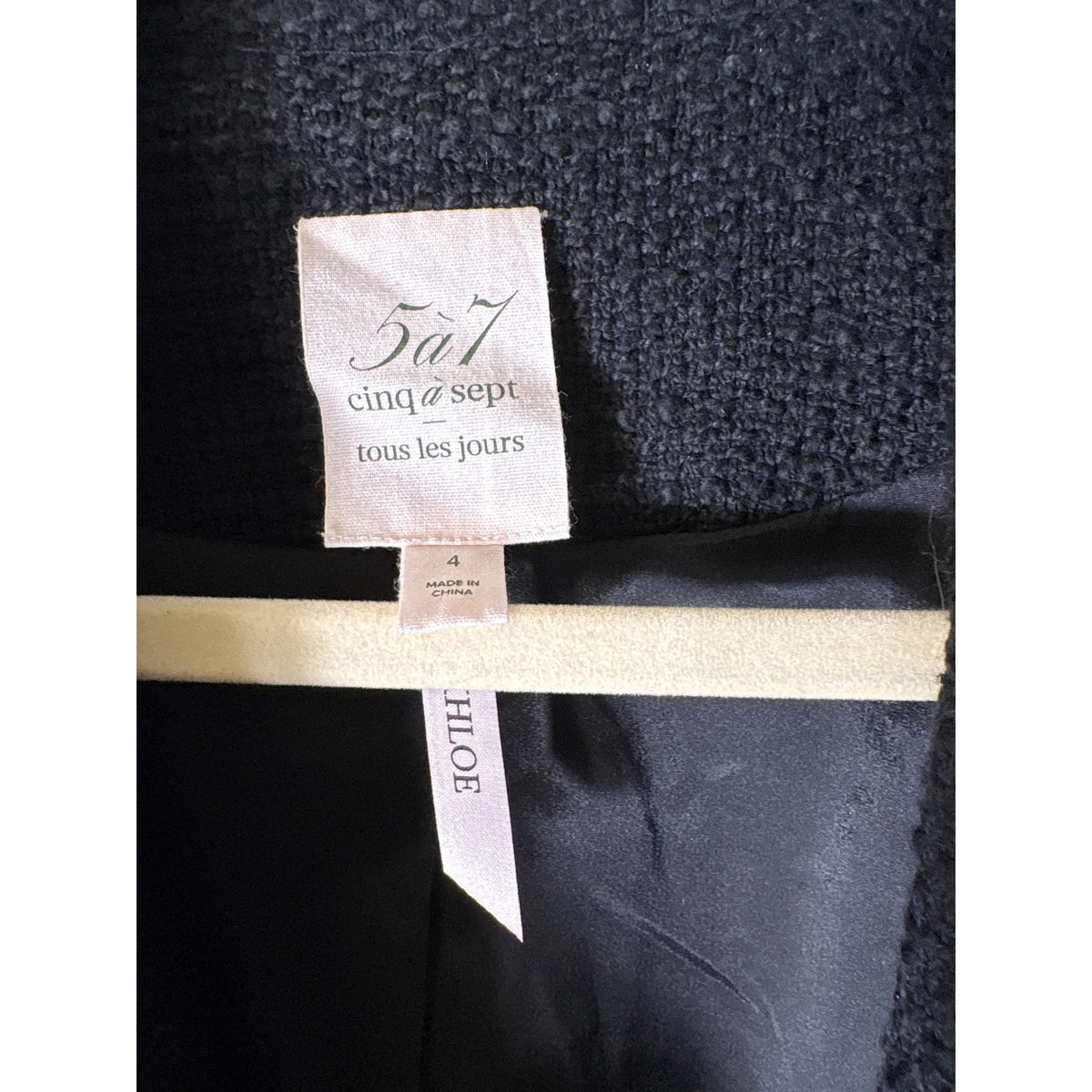 Cinq a Sept Black Tweed Long Ruched Sleeve Blazer Sz 4