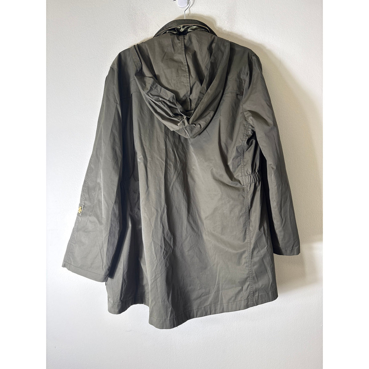 Ciao Milano Dark Gray Green Long Sleeve Hooded Rain Jacket Sz M