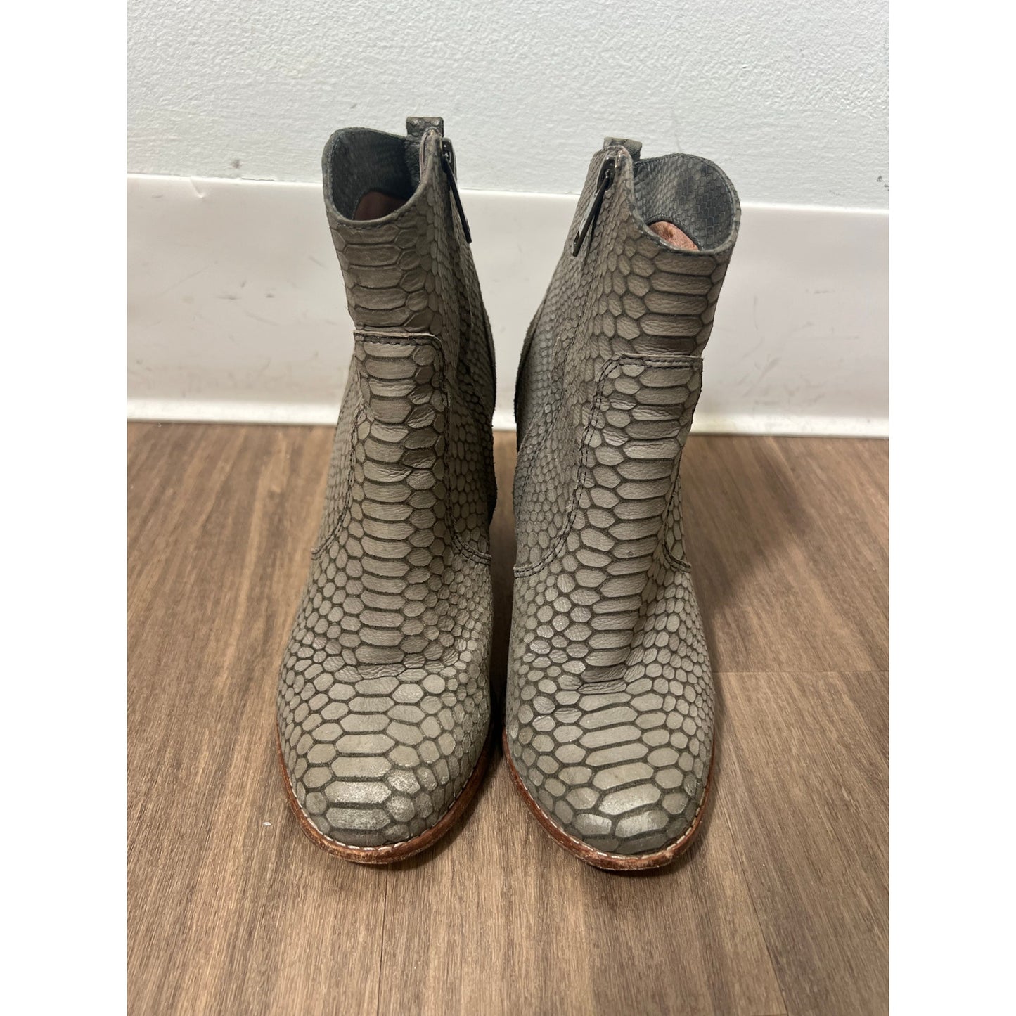 Joi Chunky Heel Ankle Boots, Grey Snake Sz 38