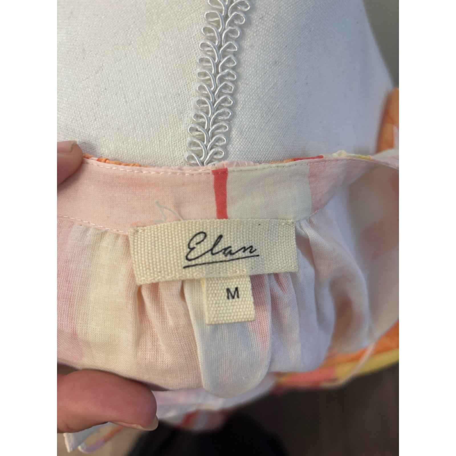 Elan Pink Orange Flutter Sleeve Tiered Cotton Maxi Dress Sz M