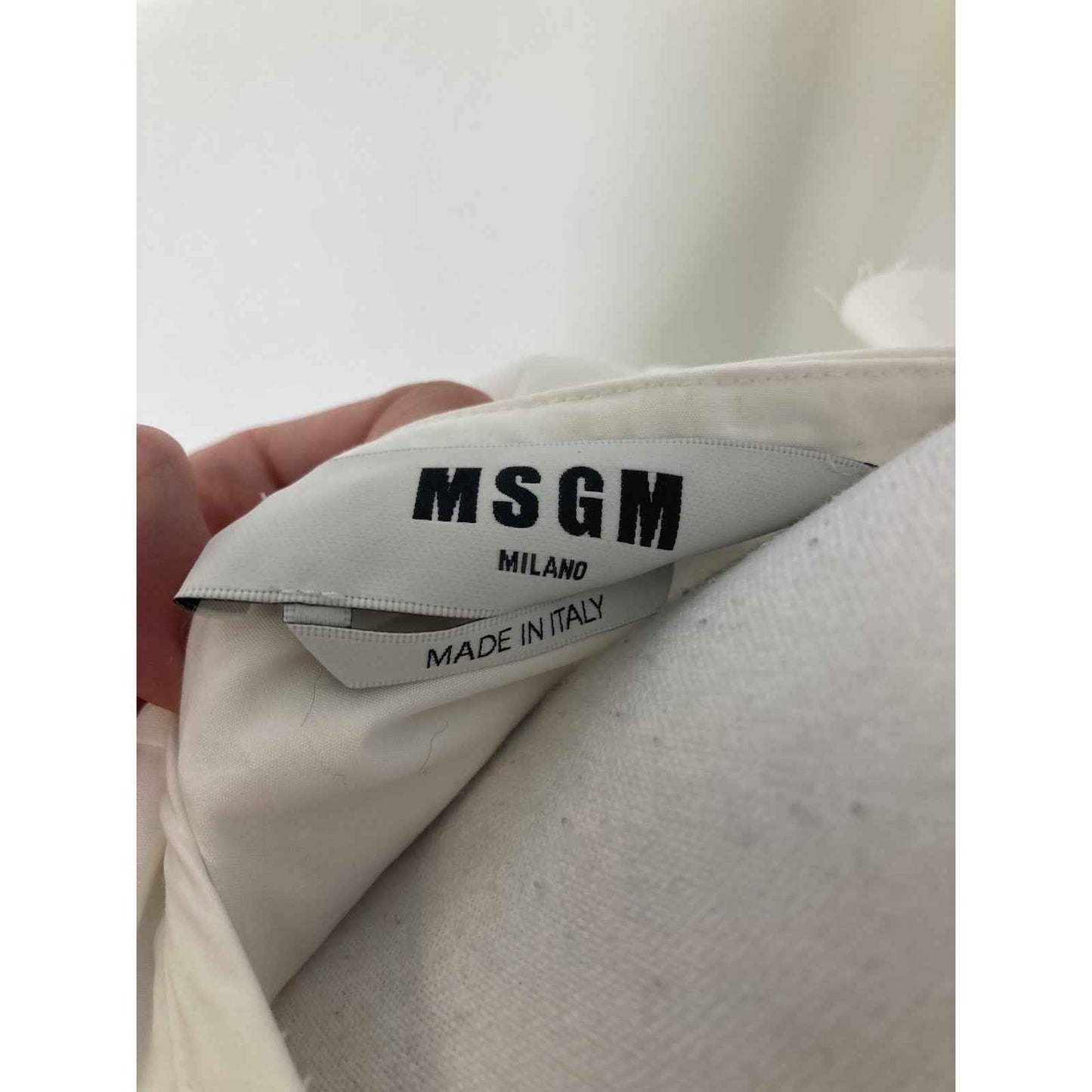 MSGN Milano White Cotton Long Sleeve Tie Front Ruffle Top