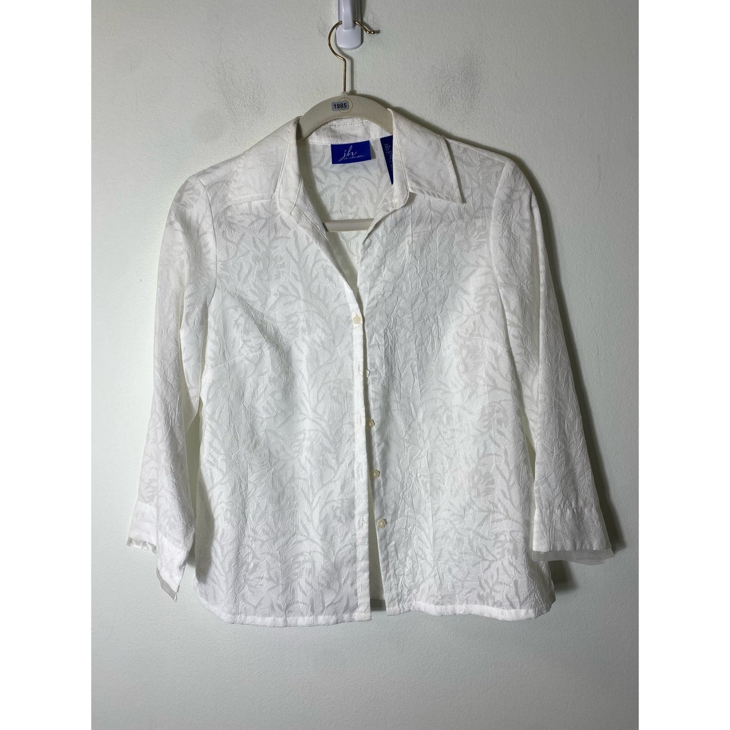 J.H. Collectibles White Long Sleeve Button Up Shirt Sz S