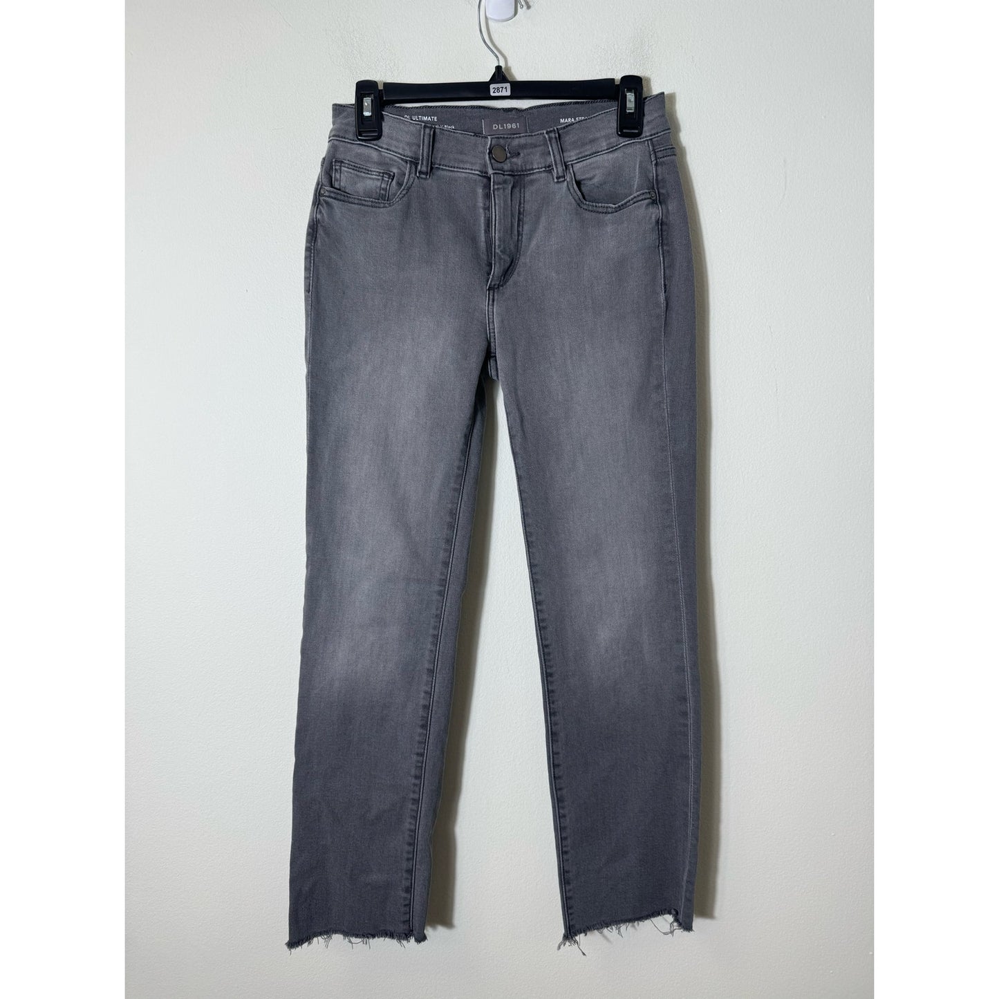 DL1961 Faded Gray Mid-Rise Instasculpt Mara Straight Ankle Jeans Sz 26