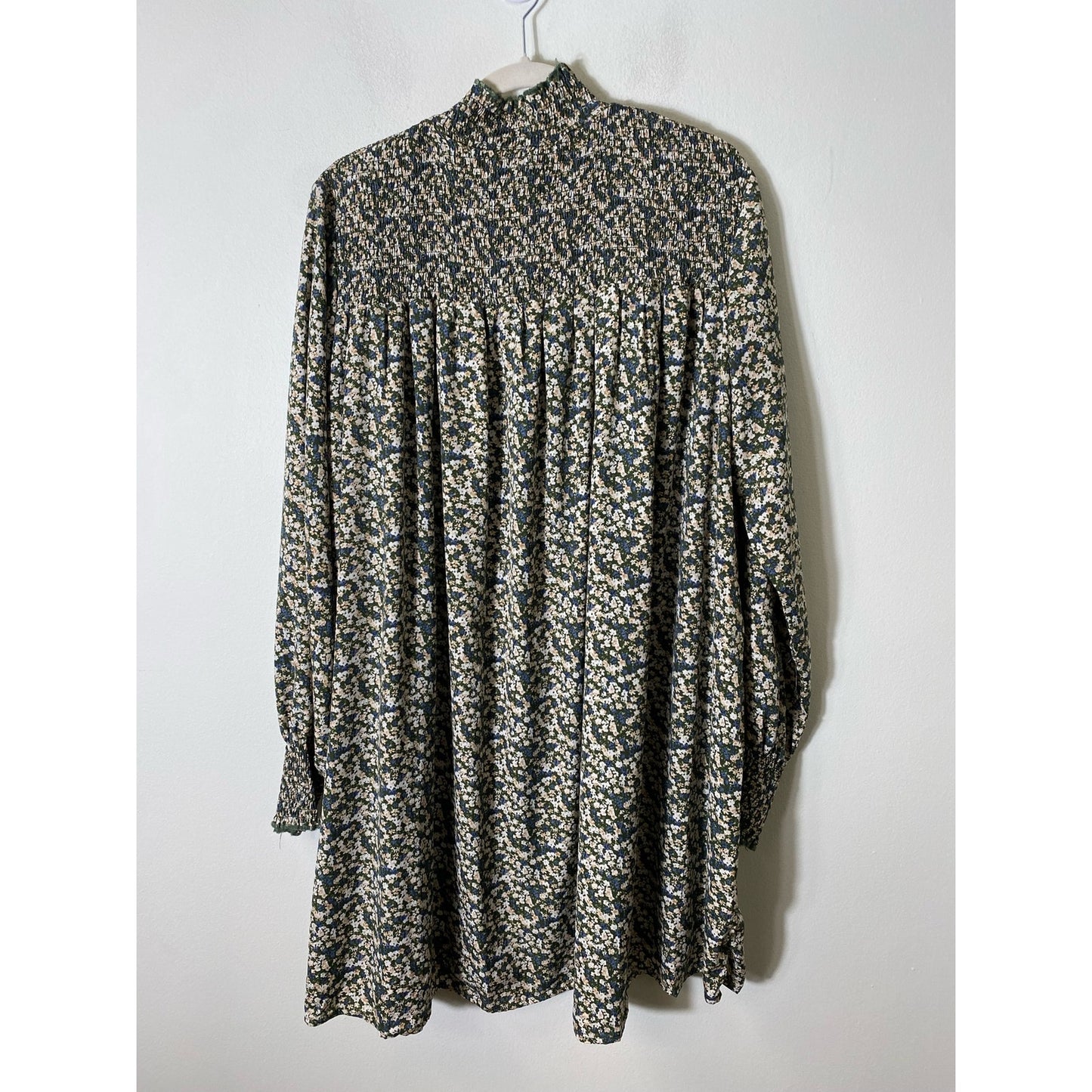 Lea and Viola Green Floral Long Sleeve Knee Length A Line Dress Sz L