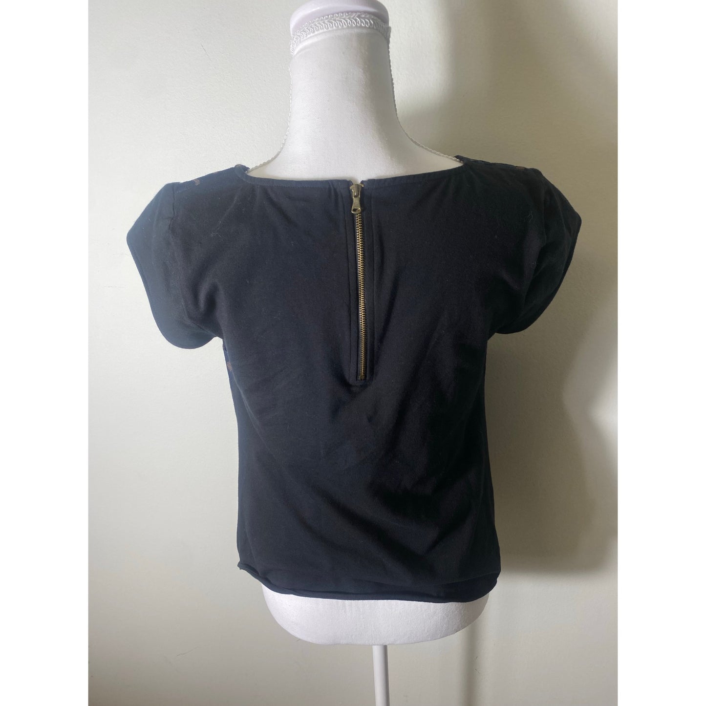 by Smith New York Navy Blue Cheetah Cap Sleeve Mixed Media Sz XS