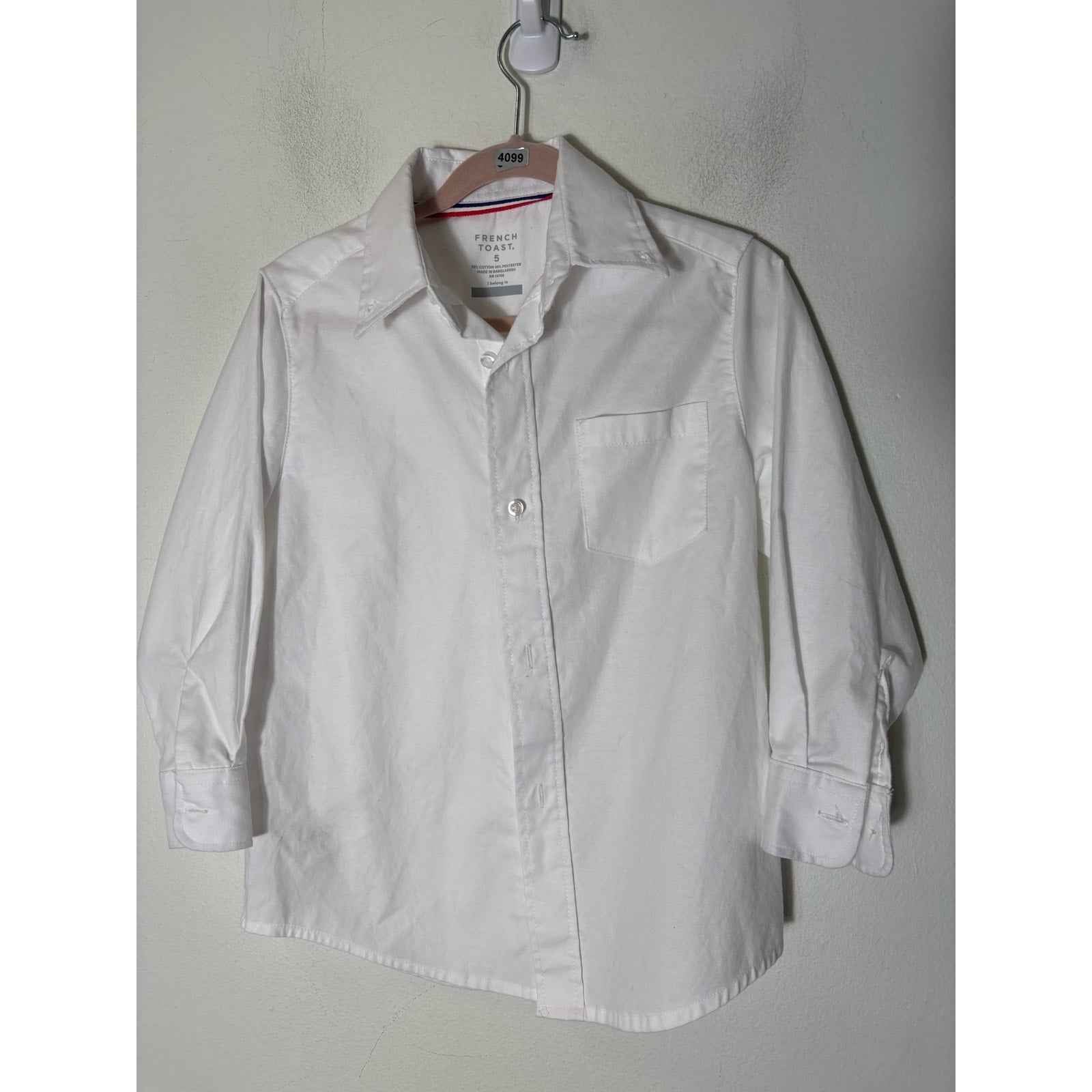 Boy's French Toast White Long Sleeve Button Down Shirt Sz 5