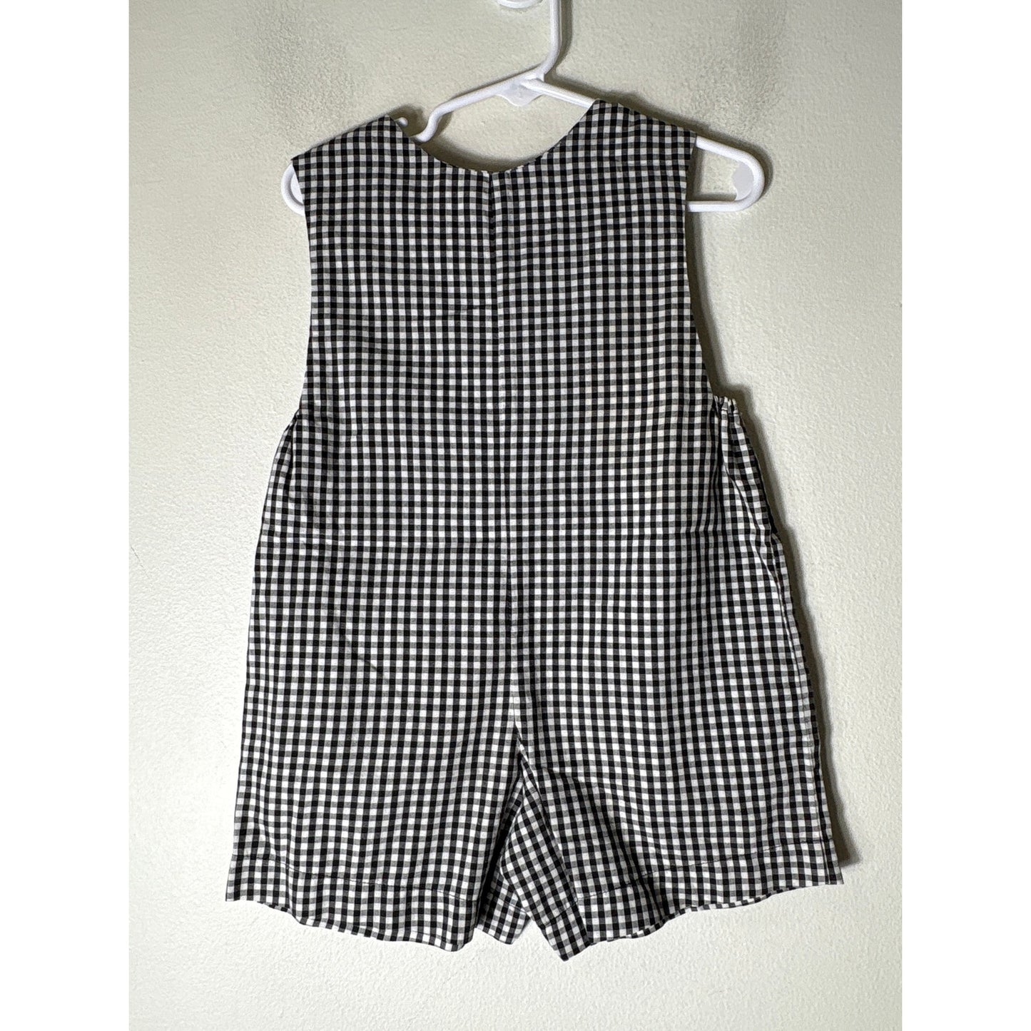 Boys Vintage Sir John Black&White Check smocked ladybug JonJon Sz 18m