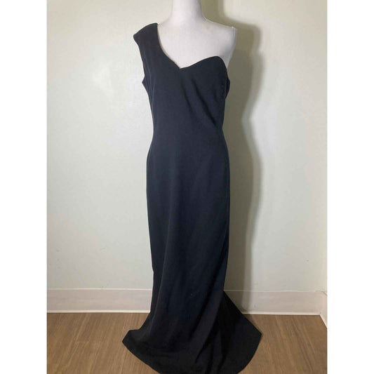 Carolina Herrera Black One Shoulder Column Gown Sz 10