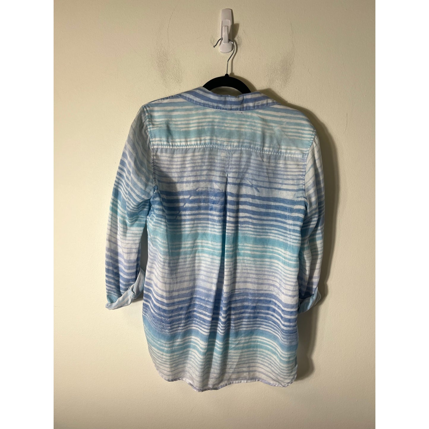 Bella Dahl Blue White Stripe Long Sleeve Button Up Shirt Sz M