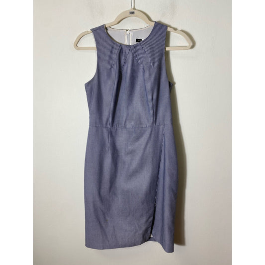 Banana Republic Blue White Striped Front Slit Sleeveless Dress Sz 0