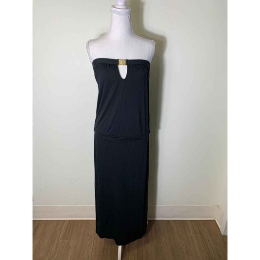 Trina Turk Black Knit Strapless Keyhole Back Blouson Maxi Dress Sz S