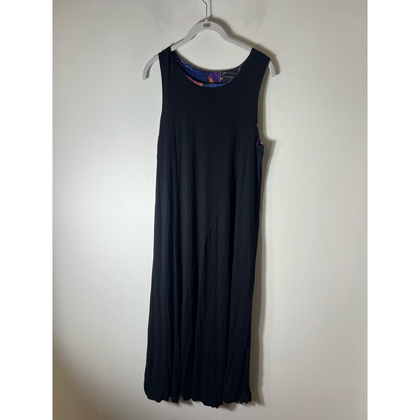 Nally & Milly Reversible Black/Floral Mesh Sleeveless Maxi Dress Sz L