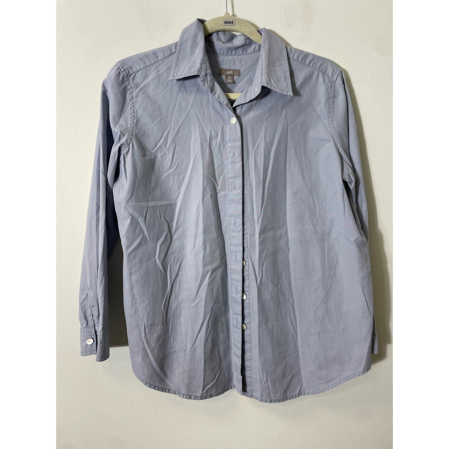 J Jill Blue Cotton Button Front Shirt Sz XS P