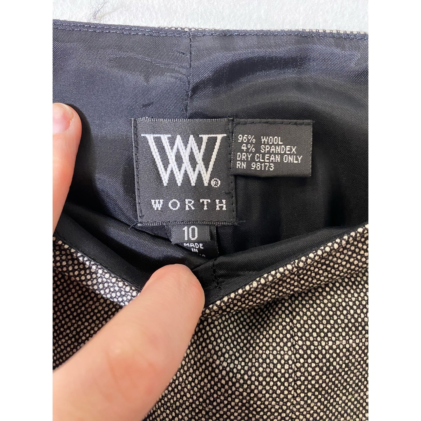 Worth Black White Long Sleeve Wool 3 Button Suite Set  Sz 10