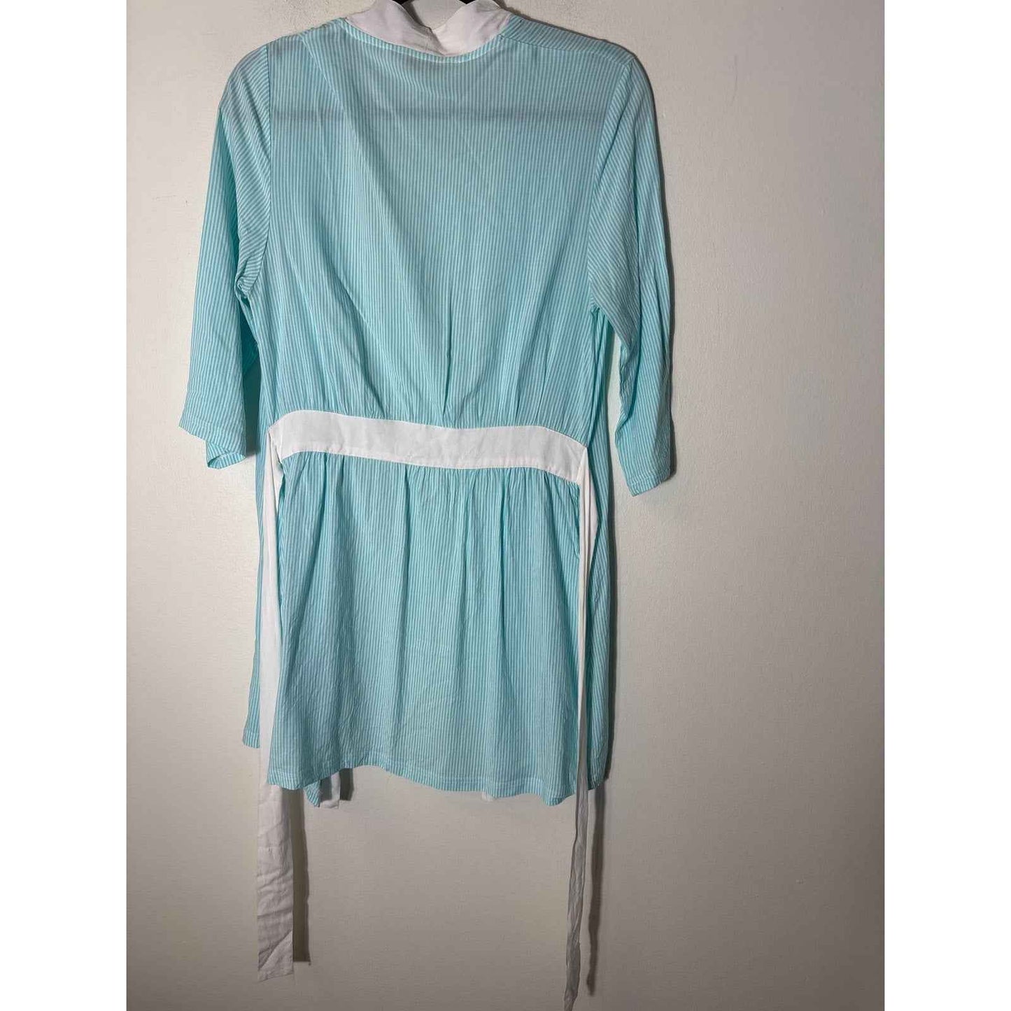 The royal standard The Catalina Collection Teal and White Stripe Short Robe S/M