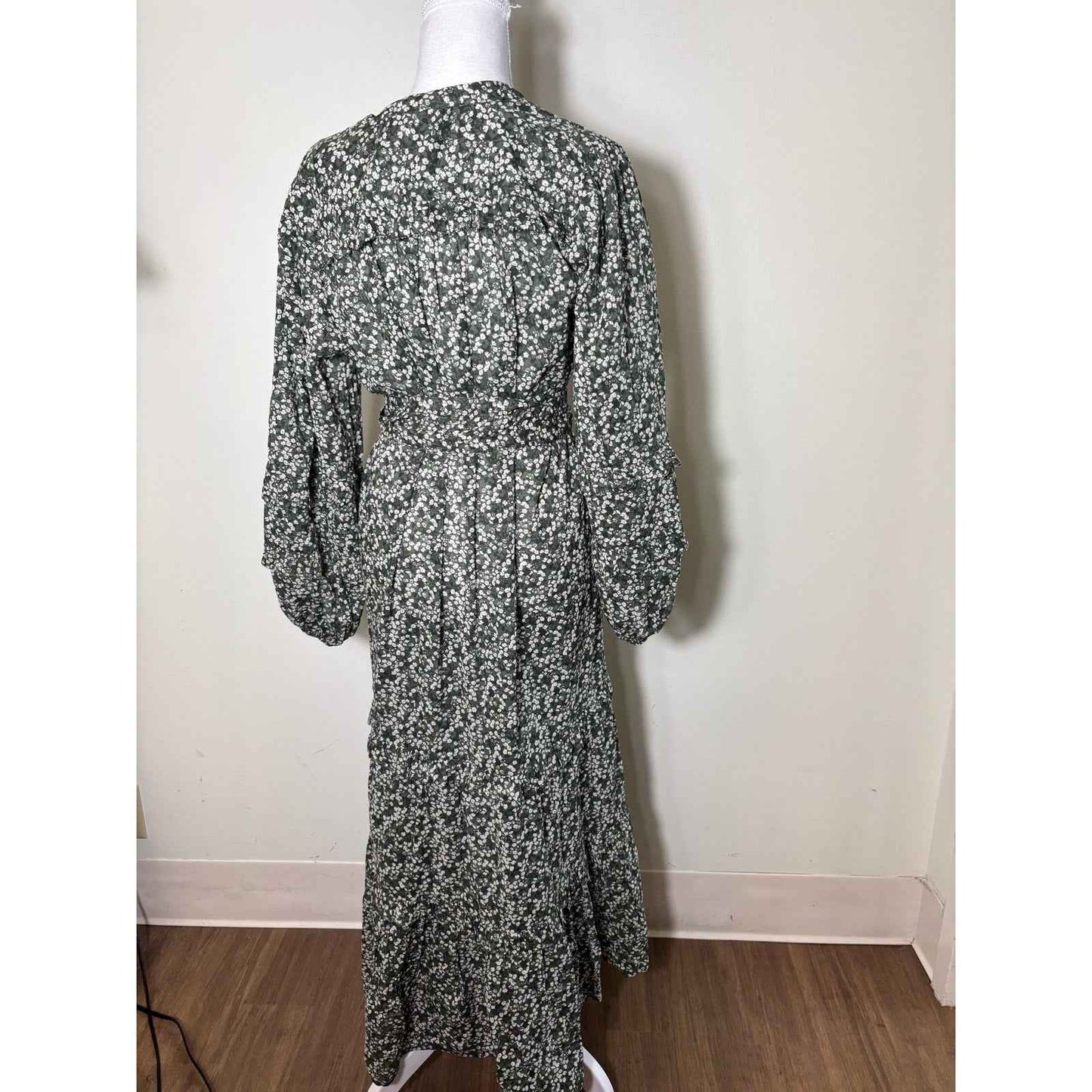 Apiece Apart Green Floral Maxi Dress Sz S