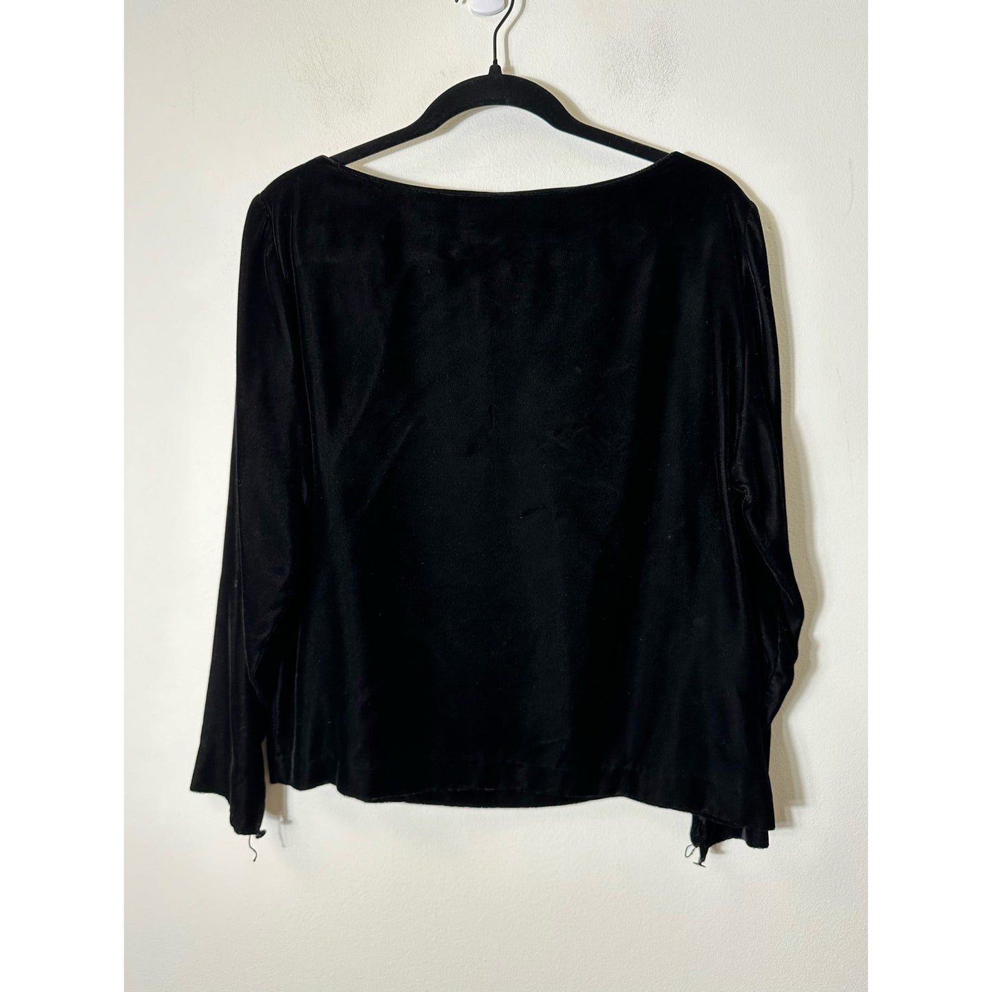Allen Allen USA Black Velvet Long Sleeve Shirt Sz S