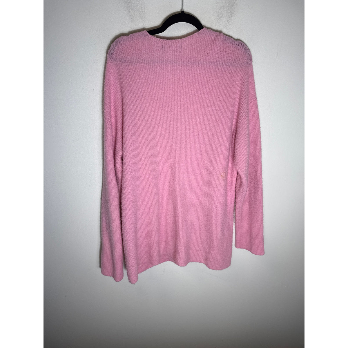 Something Navy Pink Ribbed V Neck Sweater Sz M