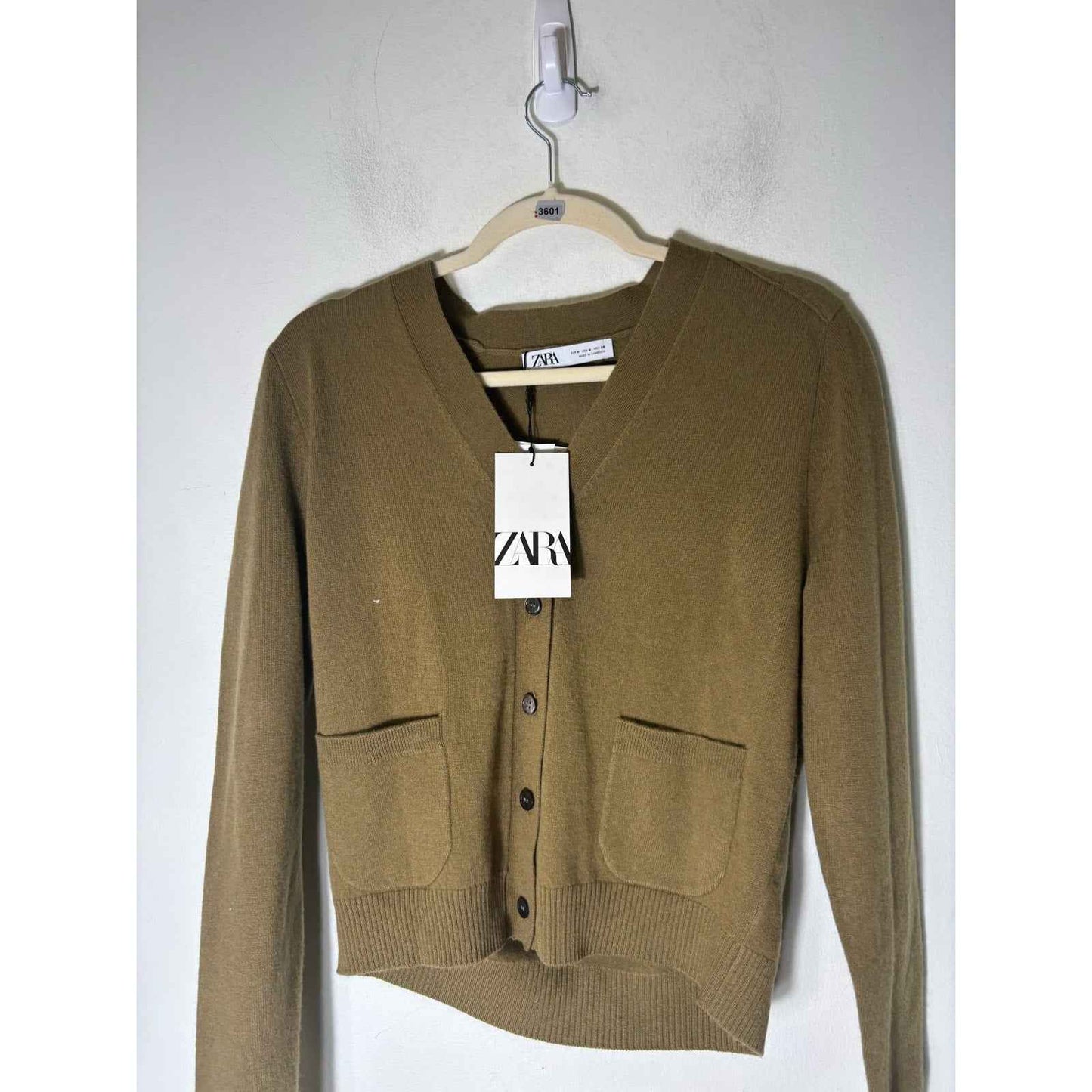 NWT Zara Army Green Wool Long Sleeve Cardigan Sz M