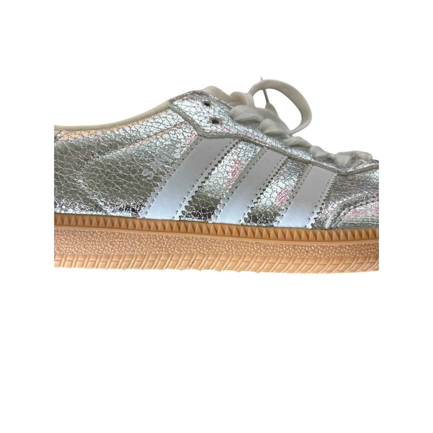 Adidas Meltalic Silver Lace Up Fashion Tennis Shoe Sz 8.5