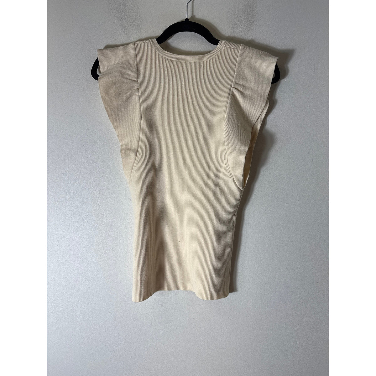 Marie Oliver Cream Flutter Sleeve Ripped Top Sz S
