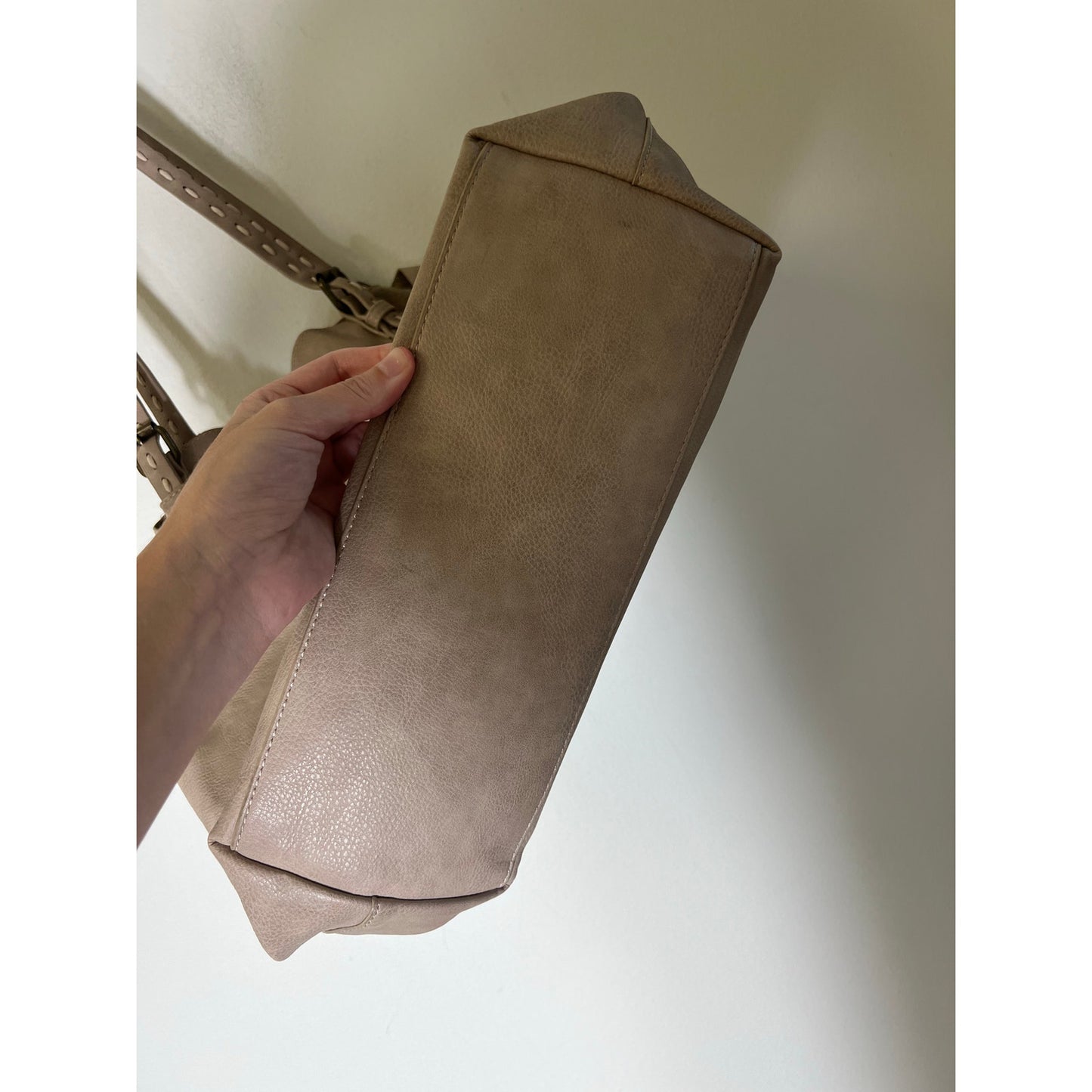 Taupe Colored Leather Shoulder Bag