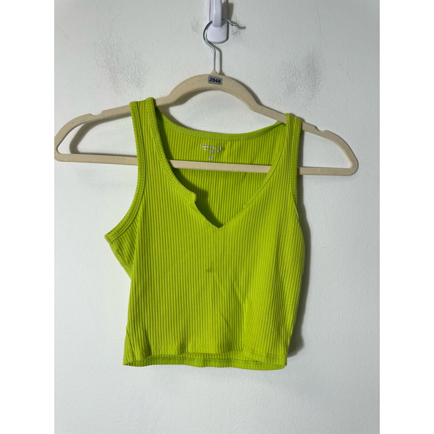 Year of Ours Lime Green Ribbed Cropped Tank Top Sz XS
