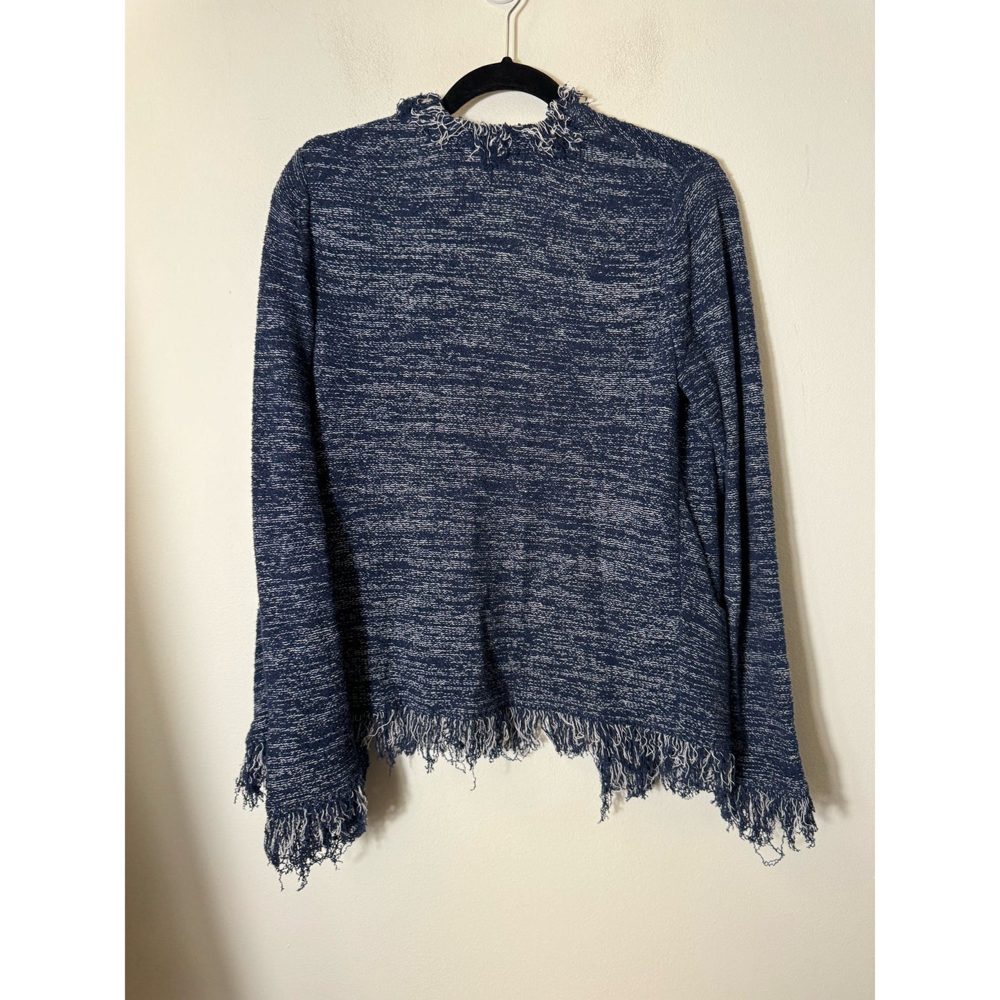 Ost Blue Frayed Edge Open Cardigan Sweater Sz XS