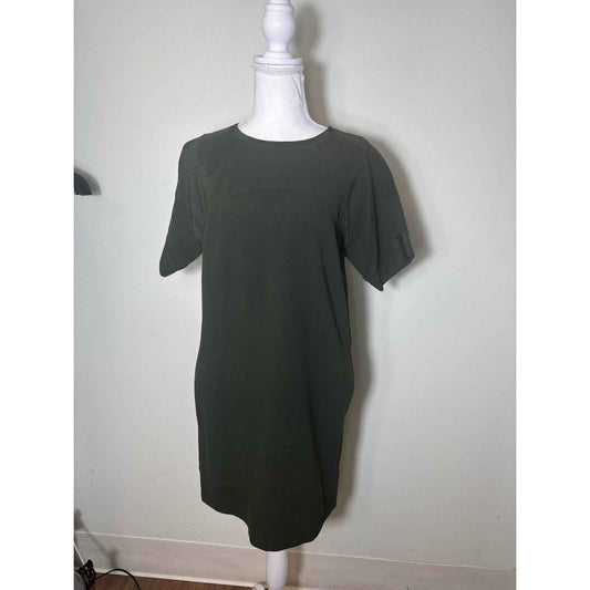 Vince Olive Green Short Sleeve Shift Mini Dress Sz XS